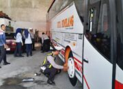 Antisipasi Libur Sekolah Polres Nganjuk Gelar Ram Check Secara Acak Bagi Armada Bus 