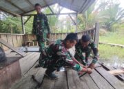 Gotong Royong Satgas TNI Perbaiki Sekolah Rimba Disambut Antusias Warga Mumugu
