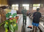 Satgas Habema Bersama Masyarakat Peduli Lingkungan kerja Bakti Pembersihan Gereja Mumugu