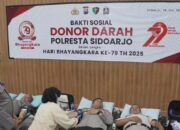 Polresta Sidoarjo Gelar Baksos Donor Darah Menuju Perayaan HUT Bhayangkara