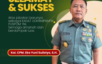 Persaudaraan Mimikri Ucapkan Selamat, Kol. CPM Eko Yuni Sulistyo Resmi Jabat Kasat Lidkrimpamfik Puspom TNI