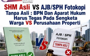 SHM Asli VS AJB/SPH Fotokopi Tanpa Asli : BPN Dan Aparat Hukum Harus Tegas Pada Sengketa Warga VS Perusahaan Properti