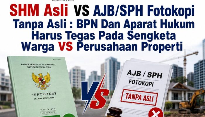 SHM Asli VS AJB/SPH Fotokopi Tanpa Asli : BPN Dan Aparat Hukum Harus Tegas Pada Sengketa Warga VS Perusahaan Properti