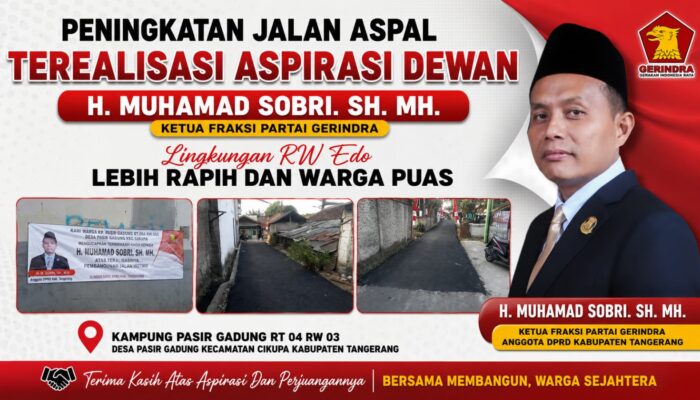 Peningkatan Jalan Aspal Terealisasi Aspirasi Dewan H. M. Sobri Lingkungan RW Edo Lebih Rapih Dan Warga Puas