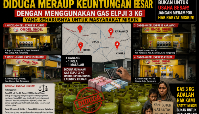 ” Diduga Gunakan LPG 3 Kg Bersubsidi untuk Operasional, Ondel Ondel Laundry Express Menjadi Sorotan “
