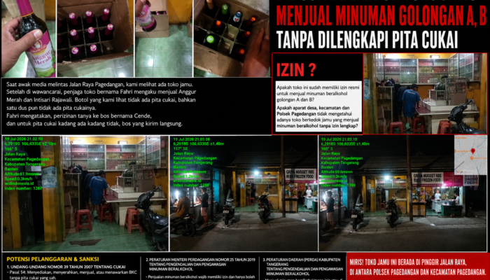 Diduga Toko Jamu di Pagedangan Jual Minuman Beralkohol Tanpa Pita Cukai dan Izin Resmi, Aparat Diminta Bertindak