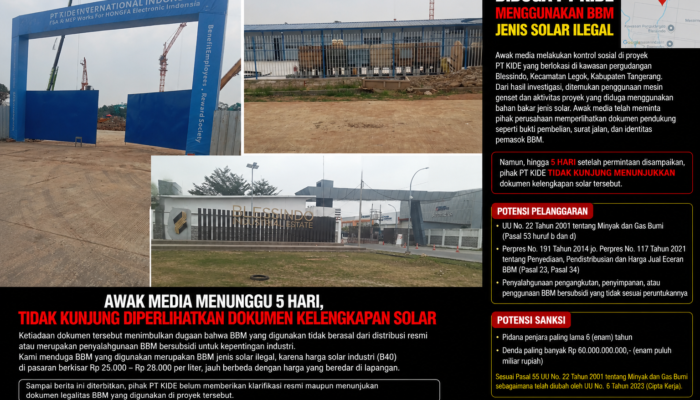 Diduga Gunakan Solar Ilegal untuk Operasional Alat Berat, PT KIDE Belum Tunjukkan Dokumen Kelengkapan kepada Awak Media