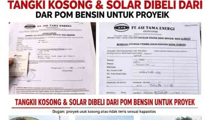 Tangki Hijau di Lokasi Proyek Desa Lengkong Kulon — Dinyatakan Kosong & Beli di SPBU, Tetap Dipertanyakan!
