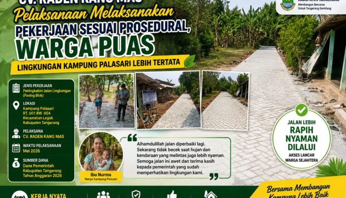 CV. Raden Kang Mas Pelaksanaan Melaksanakan Pekerjaan Sesuai Prosedural, Warga Puas Lingkungan Kampung Palasari Lebih Tertata