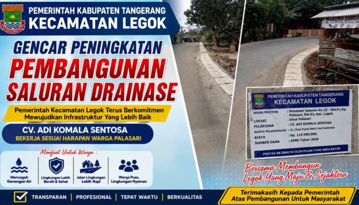 Gencar Peningkatan Pembangunan Saluran Drainase Pemerintah Kecamatan Legok, CV. Adi Komala Sentosa Bekerja Sesuai Harapan Warga Palasari