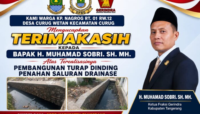 Pekerjaan Turap Drainase Aspirasi Dewan H. M. Sobri Disambut Baik Warga Dan Masyarakat Curug Wetan