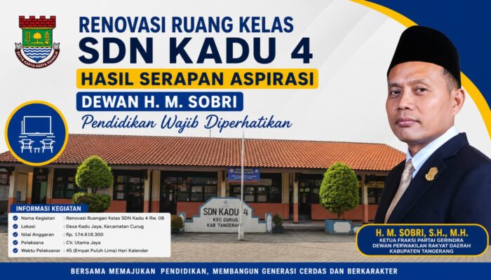 Renovasi Ruang Kelas SDN Kadu 4, Hasil Serapan Aspirasi Dewan H. M. Sobri Pendidikan Wajib Diperhatikan