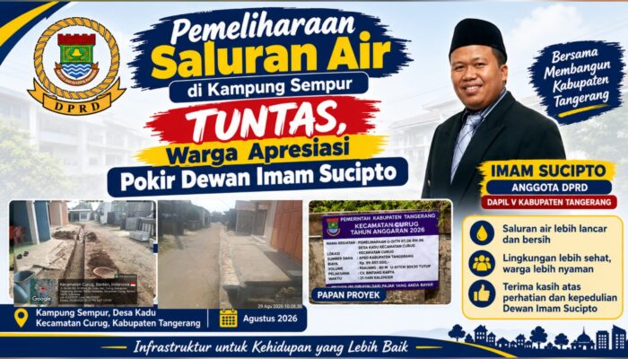 Pemeliharaan Saluran Air di Kampung Sempur Tuntas, Warga Apresiasi Pokir Dewan Imam Sucipto