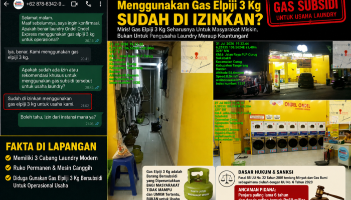 Diduga Gunakan LPG 3 Kg Bersubsidi untuk Operasional, Ondel-Ondel Laundry Express Kembali Disorot