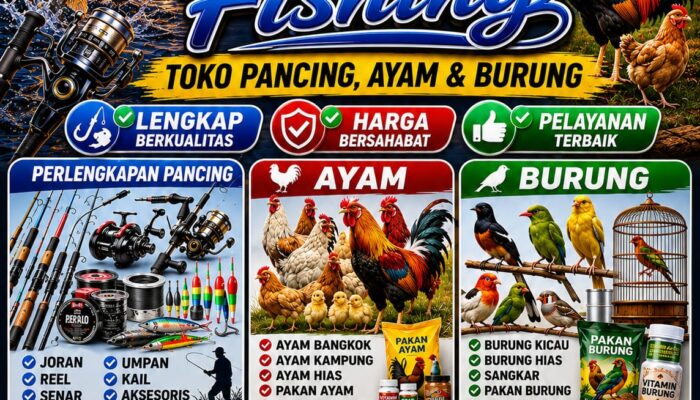 Toko Rubi Fishing Hadirkan Perlengkapan Pancing, Ayam dan Burung Pasir Gadung Dan Pasir Jaya