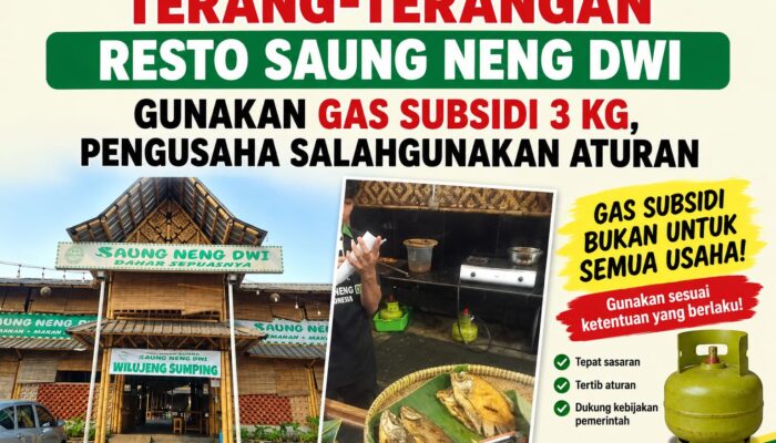 Terang-Terangan Resto Saung Neng Dwi Gunakan Gas Subsidi 3 KG, Pengusaha Salahgunakan Aturan